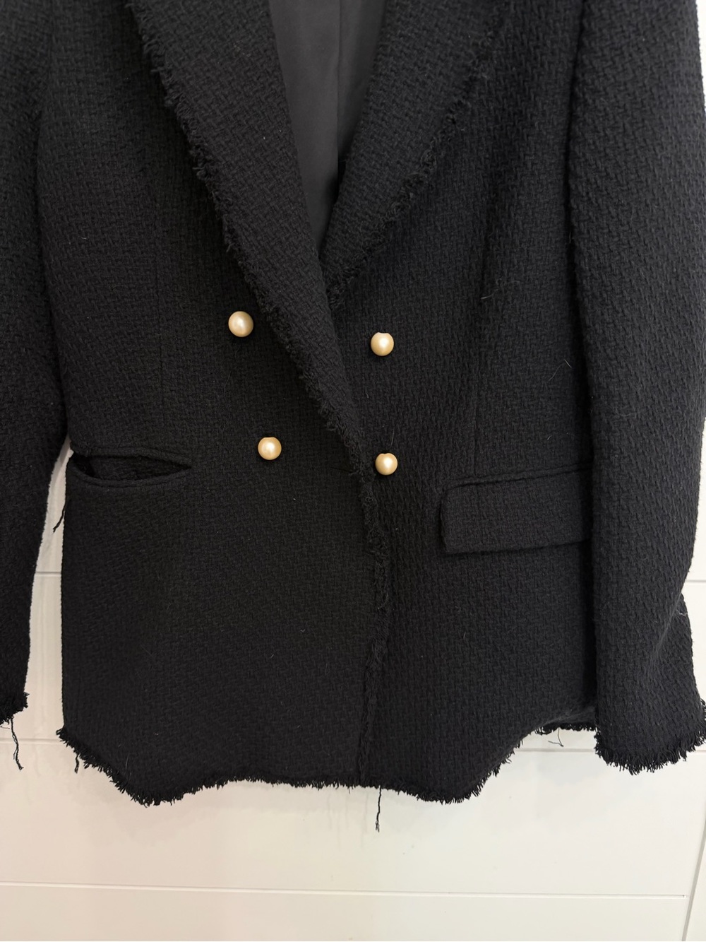 Mango Women's Black Quintin Tweed Blazer Jacket Size Small 36880 - Picture 6 of 15